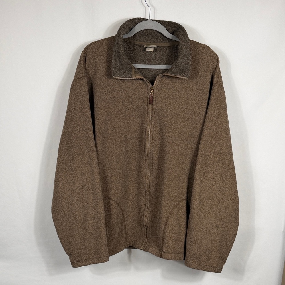 L.L. Bean Men's Full Zip Up Brown Fleece Sweater. Size L Tall. Pockets. Outdoor‎